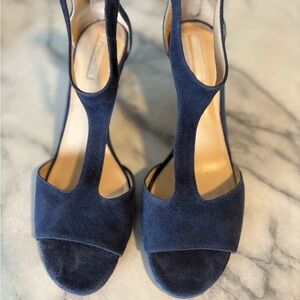Antonio Melani T-Strap Kitten Heels.blue suede, 3” heel. Used, good condition.